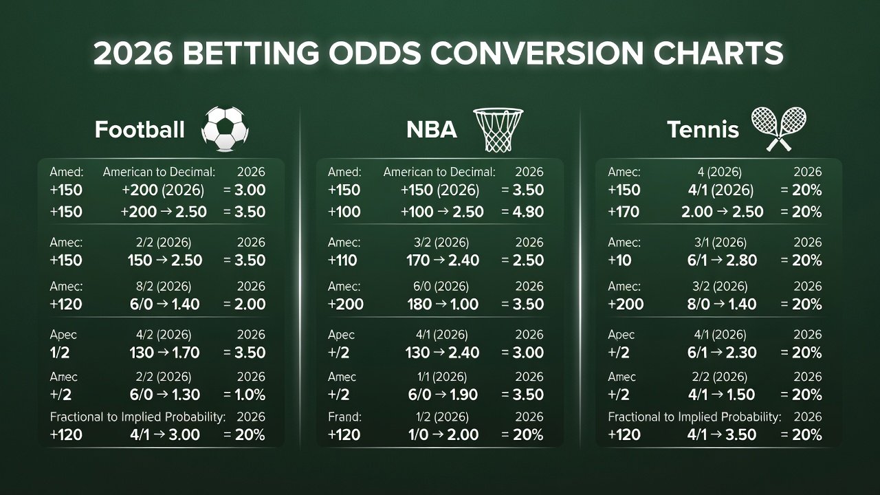 Convert 2026 Betting Odds to Probabilities: Football NBA Tennis